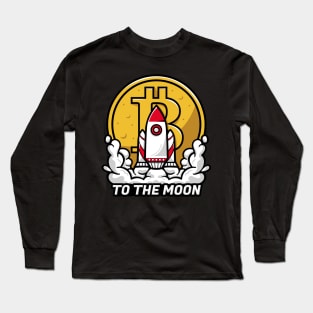 rocket bitcoin to the moon Long Sleeve T-Shirt